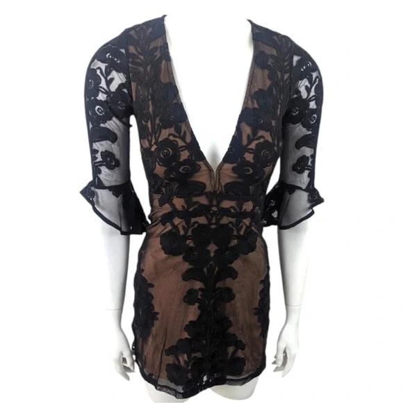 For Love And Lemons Black Lace Mini Dress - Picture 2 of 7